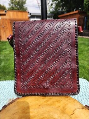 Handmade Burgundy Leather Crossbody Bag